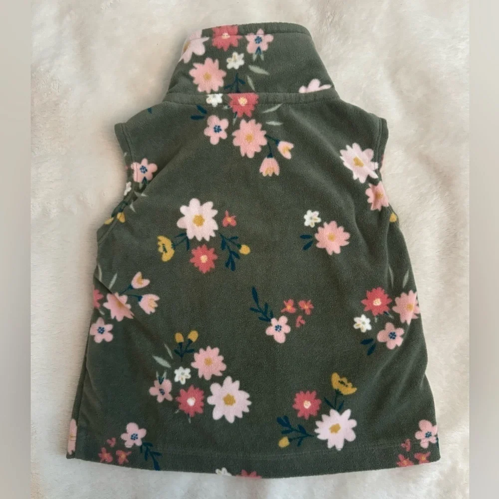 Carter’s Sage Green Floral Fleece Infant Girls Vest 12 months